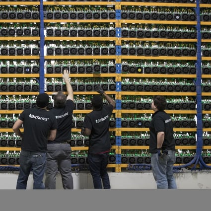 Stacks of computers used for mining bitcoin at the Bitfarms cryptocurrency farming facility in Farnham, Quebec, Canada, on Wednesday, January 24, 2018. Photo: Bloomberg