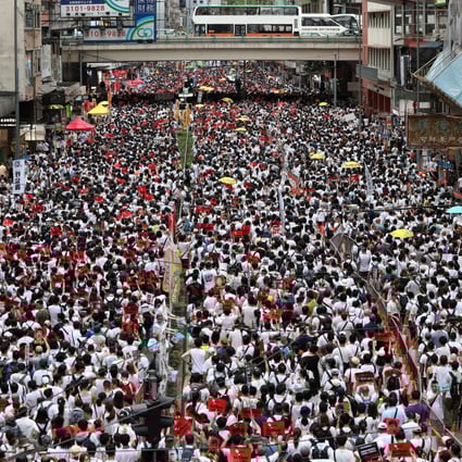 Protesters march from Causeway Bay to government offices in Admiralty in June to show their opposition to the extradition bill. Photo: Robert Ng