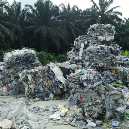 Baled waste dumped near Malacca, Malaysia. Photo: Handout