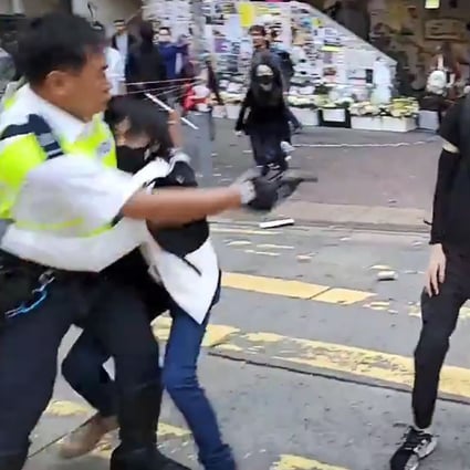 A video grab of the incident showing the moment before a protester approaching an officer is shot. Photo: AFP/ Cupid News
