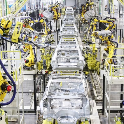 The production line of Nevs 93, Evergrande’s electric car, at its Tianjin factory. Photo: Handout