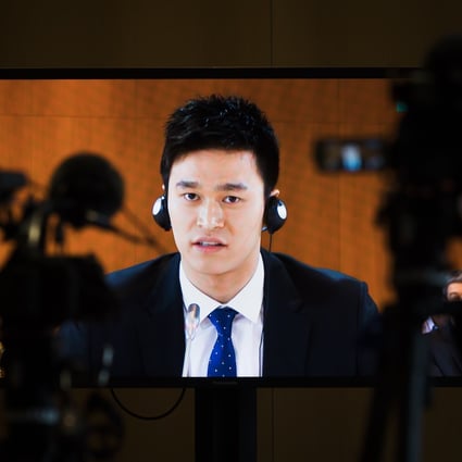 China swimmer Sun Yang speaks to the CAS panel during his hearing in Montreux, Switzerland. Photo: AP