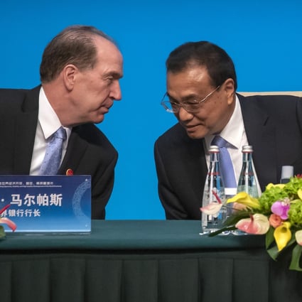 World Bank President David Malpass met with Chinese Premier Li Keqiang in Beijing on Thursday. Photo: AP