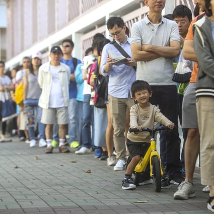 People queue up to vote in district council elections in Sha Tin, Hong Kong, on November 24, 2019. Photo: Winson Wong