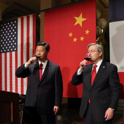 Xi Jinping, then China’s vice-president, is welcomed by then-governor of Iowa Terry Branstad in the governor's office in Des Moines, in February 2012. Branstad, who has cultivated a decades-long relationship with China and with Xi, has nonetheless defended tough new policies as the Trump administration’s ambassador to China. Photo: Reuters