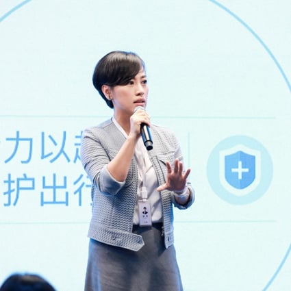 Jean Liu Qing, president of Didi Chuxing, speaks at a briefing on safety in Beijing, July 2, 2019. Photo: Handout