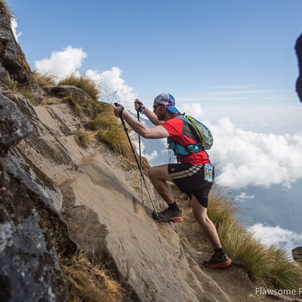 Climbing during the Annapurna 55km, but it is the long downhill that often causes injury. Photo: Flawsome Pictures