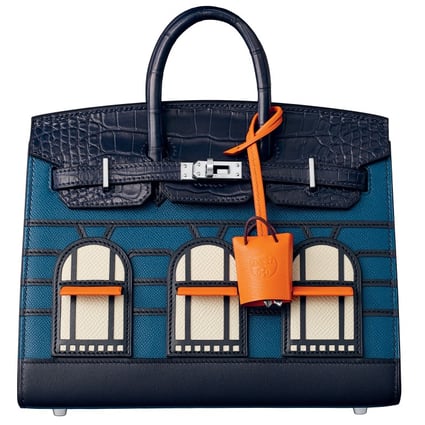 The special-edition Birkin Sellier Faubourg is designed with Hermès store’s facade on 24 rue du Faubourg Saint-Honoré.
