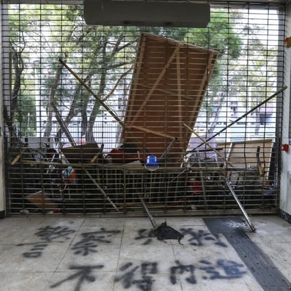 The University MTR station remains closed due to serious damage caused by protesters to its facilities. Photo: Felix Wong