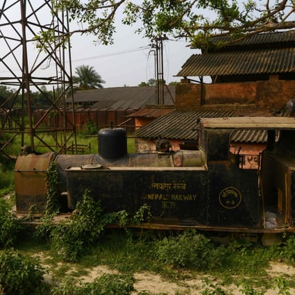 An old train engine lies abandoned in Janakpur, 300km south of Kathmandu. Photo: AFP