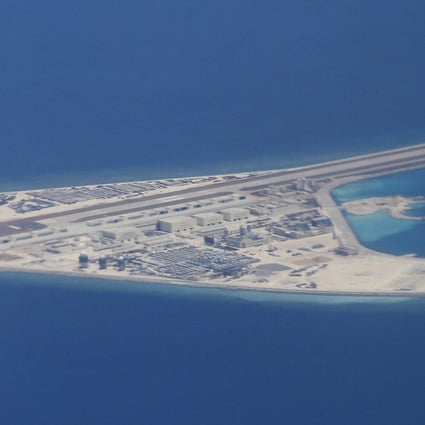 Chinese structures and an airstrip on the manmade Subi Reef in the Spratly group of islands in the South China Sea in 2017. The US assistant secretary of state for East Asian and Pacific Affairs pushed back at the idea that Washington was forcing nations in Southeast Asia and elsewhere to choose between competing American and Chinese global visions. Photo: AP