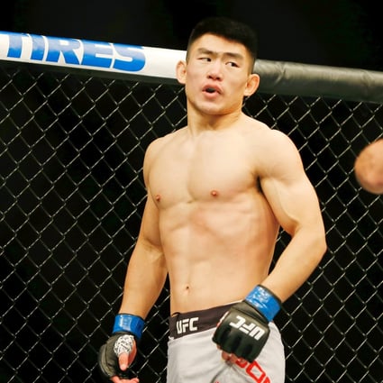 Song Yadong reacts after being penalised in his fight against Cody Stamann during UFC Fight Night at Capital One Arena. Photos: USA TODAY Sports