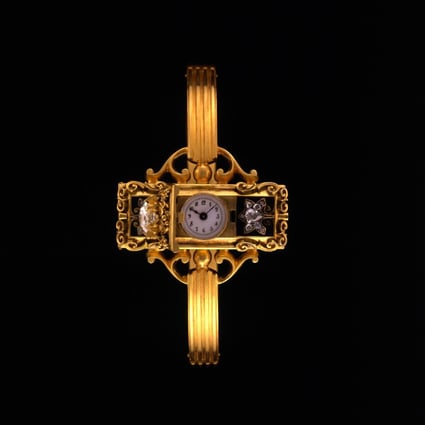A bejewelled gold ladies’ timepiece with a round dial hidden in a rectangular case was a first for Patek Philippe. Photos: Handouts