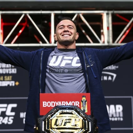 Colby Covington poses during the ceremonial weigh-in event ahead of his fight against Kamaru Usman at UFC 245 at T-Mobile Arena in Las Vegas. Photo: AP