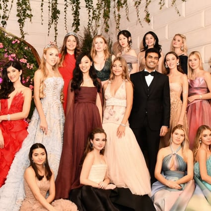 Jane Li (middle row, sixth from left) and her fellow debutantes with jeweller Harakh Metha at Le Bal des Debutantes in Paris.