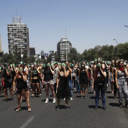“A Rapist in Your Path” is a protest anthem from Chile that calls out the lack of action on violence against women. The song, written by feminist group Lastesis, has become an international phenomenon. Photo: Getty Images