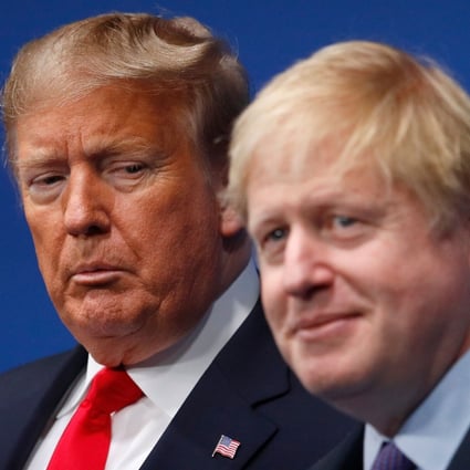 Britain’s Prime Minister Boris Johnson (right) welcomes US President Donald Trump to the Nato summit at the Grove Hotel in Watford, northeast of London, on December 4. Photo: AFP