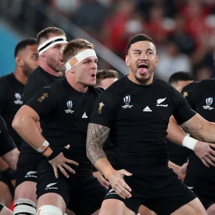 New Zealand's Sonny Bill Williams (centre) and teammates perform the haka before the 2019 Rugby World Cup bronze match. Photo: Reuters