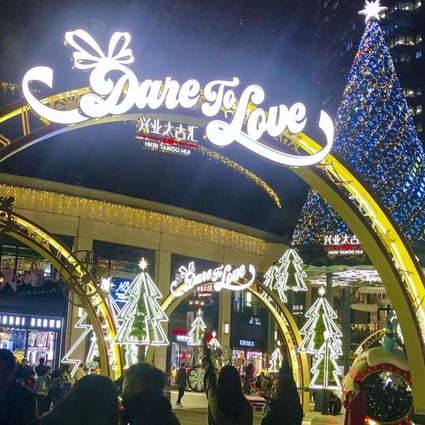 Dazzling Christmas lights at the HKRI Taikoo Hui shopping centre in Shanghai. Photo: Pearl Liu