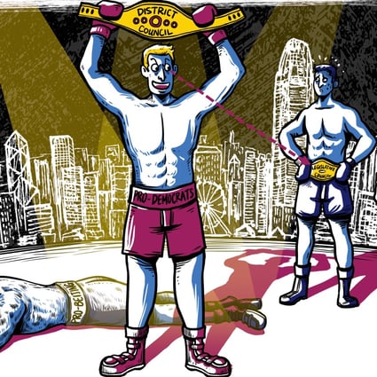 The Post looks at the political implications of the pro-democrats’ landslide win in the city’s recent grass-roots elections. Illustration: Lau Ka-kuen