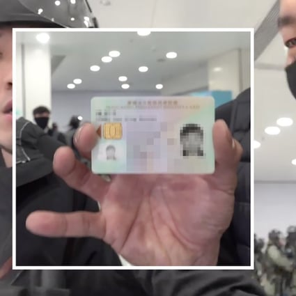 The reporter’s name, ID card number and date of birth were visible when the policeman showed his card on the live stream. Photo: Stand News