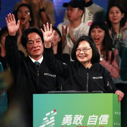 Taiwanese President Tsai Ing-wen and vice-presidential candidate William Lai campaign in Taipei on Friday. Photo: EPA-EFE