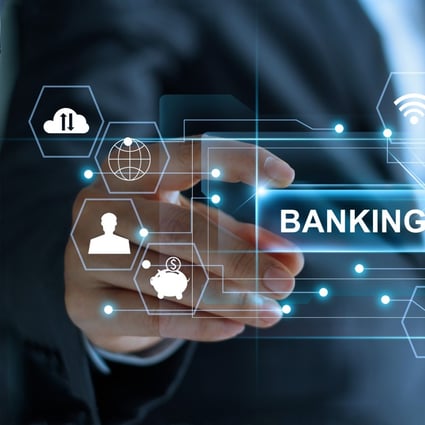 A futuristic image of virtual banking screen. Photo: Shutterstock
