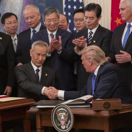 The United States and China signed their long-awaited phase one trade war deal in Washington oN Wednesday. Photo: EPA