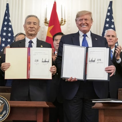 Chinese Vice-Premier Liu He signed a partial trade agreement with US President Donald Trump on Wednesday. Photo: DPA