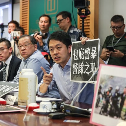 District councillor Hui Chi-fung accused Commissioner of Police Chris Tang of condoning what the council claimed was ‘police violence’. Photo: Xiaomei Chen