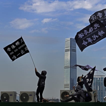 Protesters at a rally in Hong Kong held over the weekend. Cybersecurity dropped from first place last year to seventh this year in the city, with political risk and violence emerging as the No. 1 concern for businesses. Photo: AP