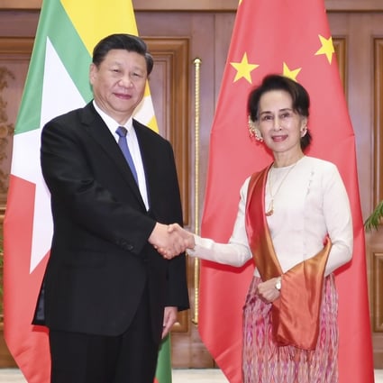 Xi Jinping and Aung San Suu Kyi pictured ahead of their talks on Saturday. Photo: Xinhua