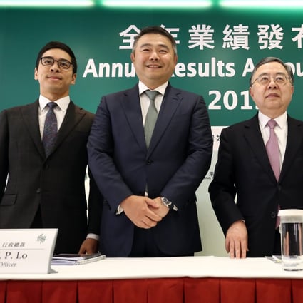 (From left) Hang Lung executive director Adriel Chan Wen-bwo, CEO Weber Lo Wai-pak, chairman Ronnie Chan Chi-chung and CFO Ho Hau-Cheong attend the company’s annual results briefing, in Hong Kong on Tuesday. Photo: Jonathan Wong