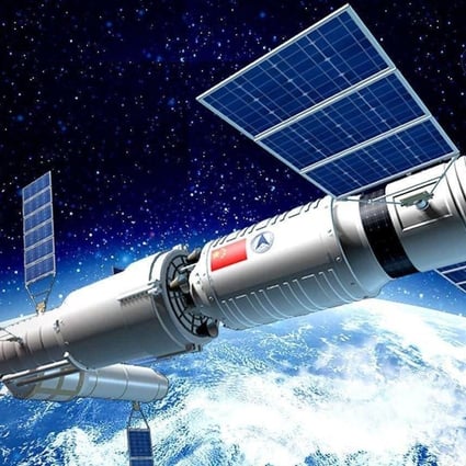An artist’s impression shows China’s space station with Tianhe module at its heart and home to a permanent crew in Earth orbit. Photo: Handout