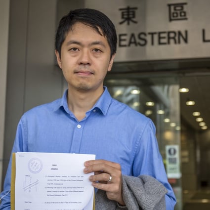 Lawmaker Ted Hui Chi-fung photographed outside the Eastern Court in Sai Wan Ho after filing a rare private prosecution against a police officer who shot a protester in a November 11 incident. Photo: Brian Wong