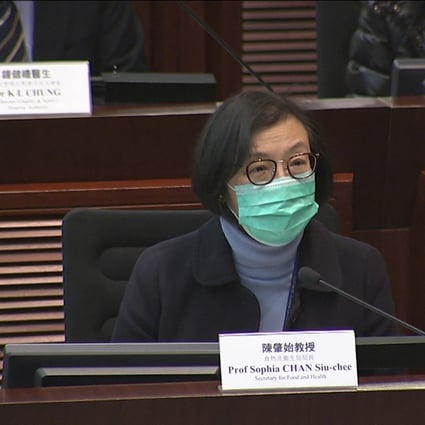 Health minister Sophia Chan came under fire for the government’s response to the coronavirus outbreak during a special health panel meeting at the Legislative Council. Photo: RTHK