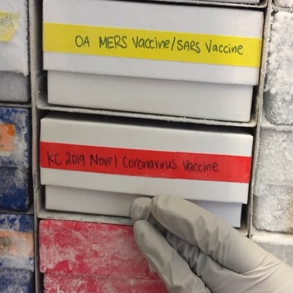 A National Institute of Allergy and Infectious Diseases (NIAID) scientist returns a coronavirus vaccine sample to a freezer in Bethesda, Maryland. Researchers are scrambling to find a treatment for the potentially deadly illness. Photo: NIAID via AP