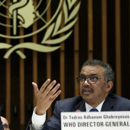 Tedros Adhanom Ghebreyesus (right), director general of the World Health Organisation (WHO), sitting next to Michael Ryan, executive director of the WHO’s Health Emergencies programme, at the coronavirus briefing on Wednesday in Geneva, Switzerland. Photo: EPA-EFE