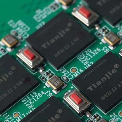 Chinese researchers at Tsinghua University designed this computer chip, called Tianjic, that shows a hybrid architecture capable of supporting so-called artificial general intelligence. Photo: Handout