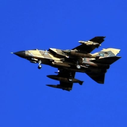 A Saudi Tornado warplane flies over the Gulf Sea during a training mission. Photo: AFP