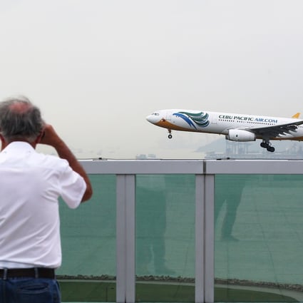 A Cebu Pacific Air passenger plane lands at Hong Kong International Airport. Photo: Handout