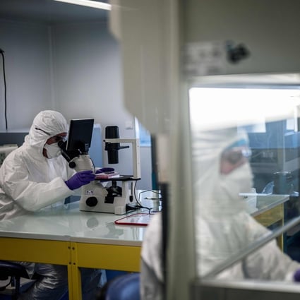 Scientists at the VirPath university laboratory in Lyon, France, research a coronavirus treatment. Photo: AFP
