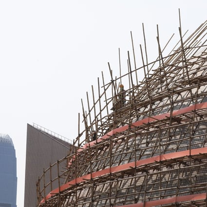 Bamboo scaffolding is erected around the Hong Kong Space Museum, in Tsim Sha Tsui. Photo: Felix Wong