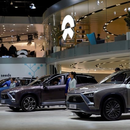 NIO’s ES8 electric sport utility vehicles are seen on display during the Shanghai Auto Show in April of last year. Photo: Reuters