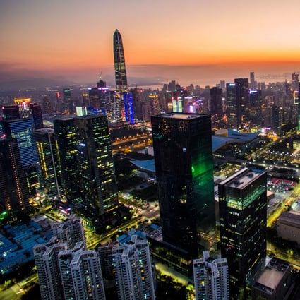A night view of central Shenzhen. The number of senior roles held by women in China rose by 3 percentage points to 31 per cent this year. Photo: Xinhua