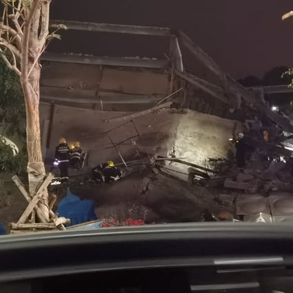 A five-storey hotel collapsed in Quanzhou, Fujian province, on Saturday night. Photo: ifeng