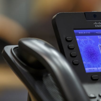 A phone with the message “Be ready for COVID-19” is pictured in the Strategic Health Operations Centre room during a press conference regarding the last updates on the novel coronavirus, at the World Health Organisation (WHO) headquarters in Geneva on March 9. Photo: EPA-EFE