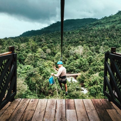 The zip line entry to the Shinta Mani Wild resort, in Cambodia’s Kirirom National Park, on the eastern edge of Southern Cardamom National Parkcorr. Photo: Shinta Mani Wild