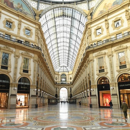 Milan’s Galleria Vittorio Emanuele II, deserted as Italy’s lockdown continues. Photo: Xinhua