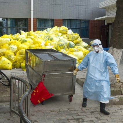 Medical waste at the west campus of Wuhan Union Hospital. Photo: Xinhua